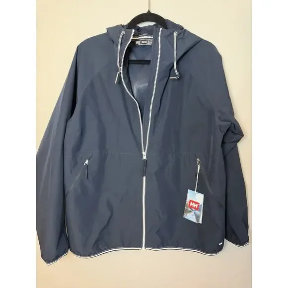 Helly Hansen Women's Koster Rain Jacket XL Navy Hooded Waterproof Rain Coat NWT - Picture 3 of 15